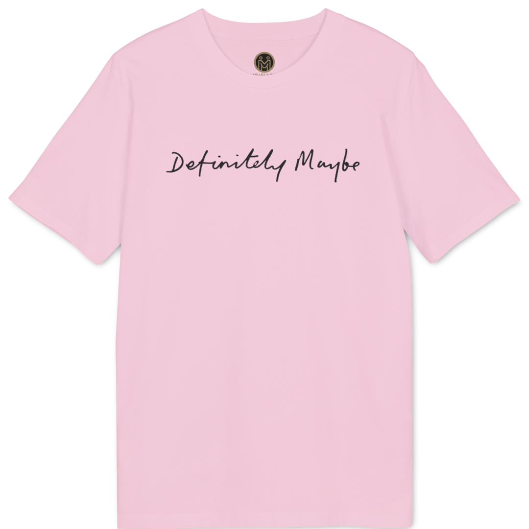 A light pink short-sleeve t-shirt with the phrase &