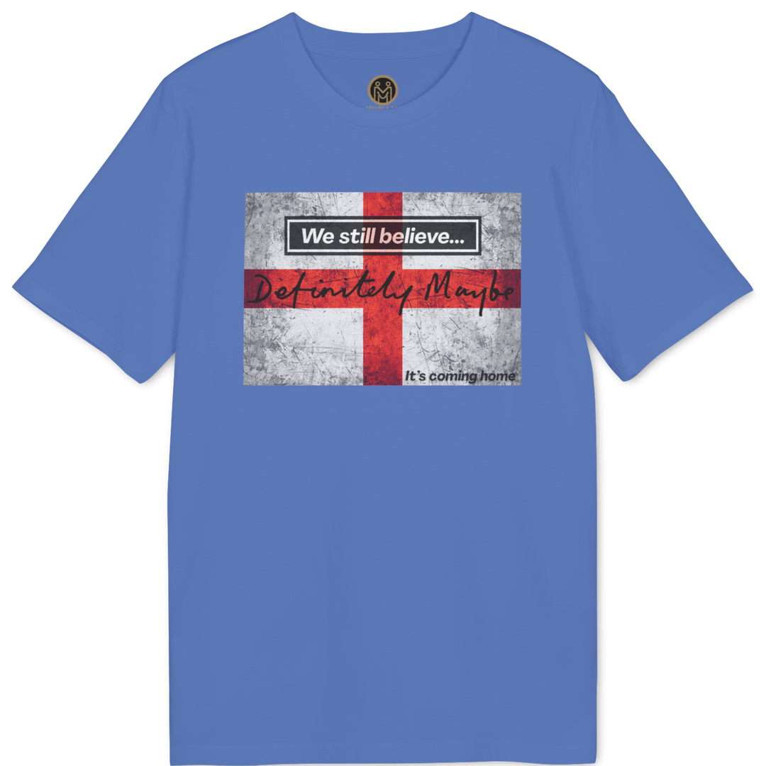 A blue short-sleeve crewneck t-shirt featuring a graphic print of the St. George&