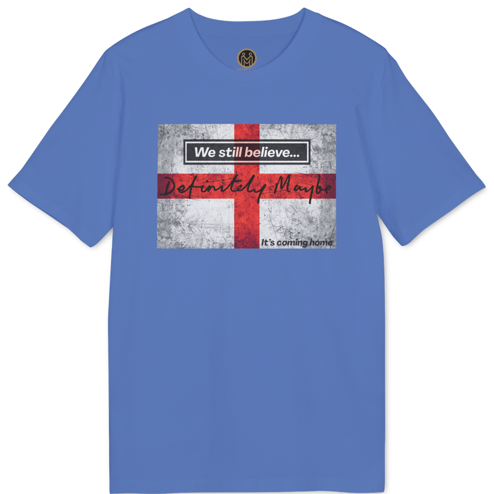 A blue short-sleeve crewneck t-shirt featuring a graphic print of the St. George&