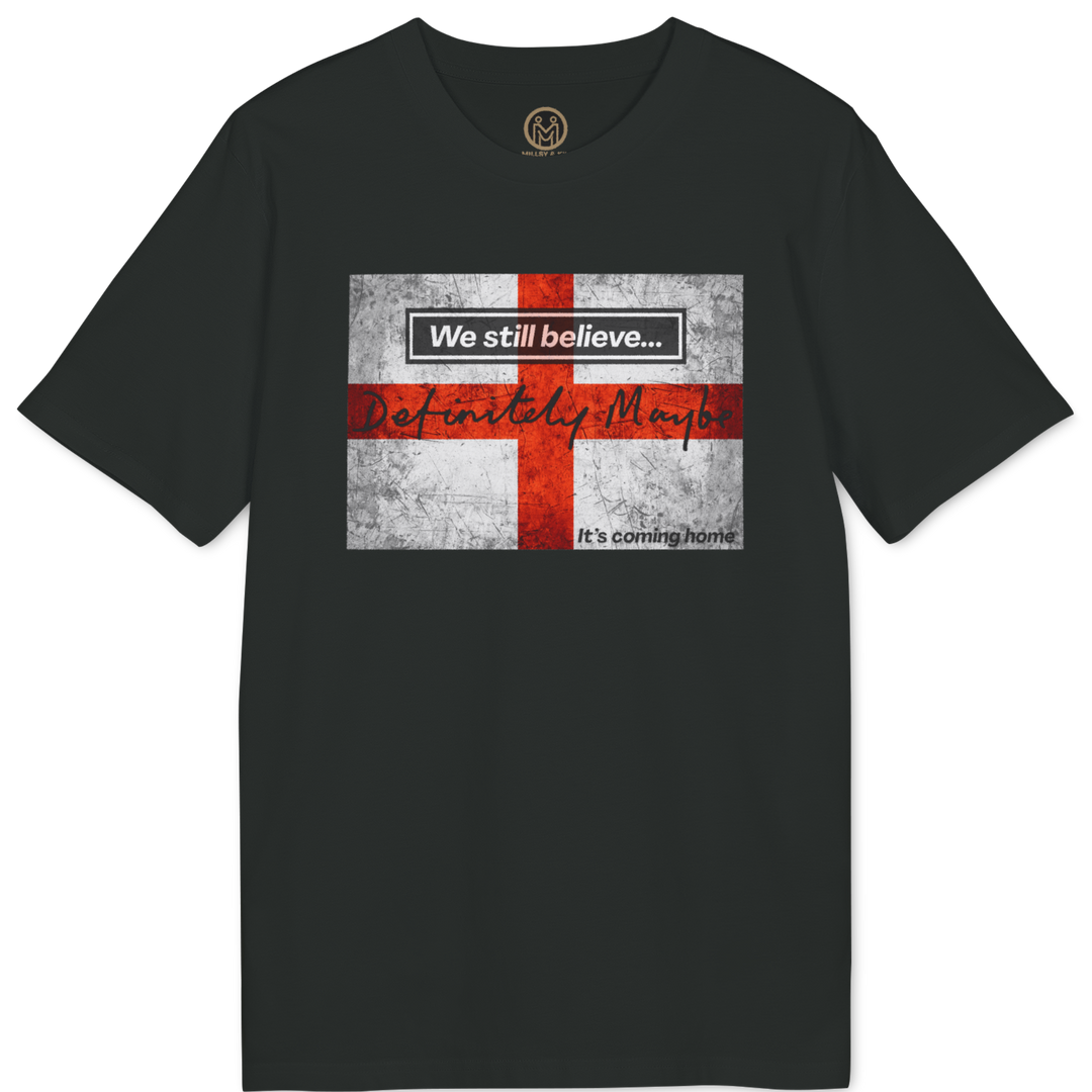 A black short-sleeve t-shirt with a graphic print of the St. George&
