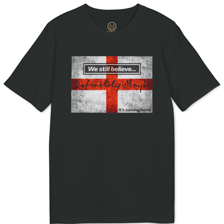 A black short-sleeve t-shirt with a graphic print of the St. George&