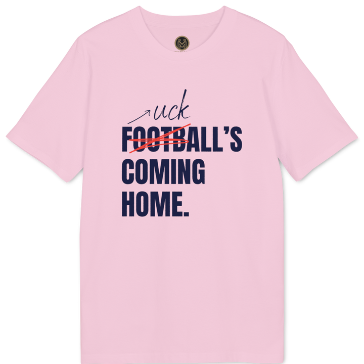 A light pink short-sleeve t-shirt with a graphic print on the front. The graphic features the word &